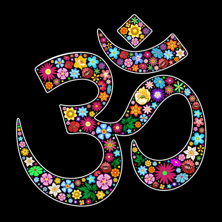 Om Aum Namaste Yoga Symbol Floral Sticker