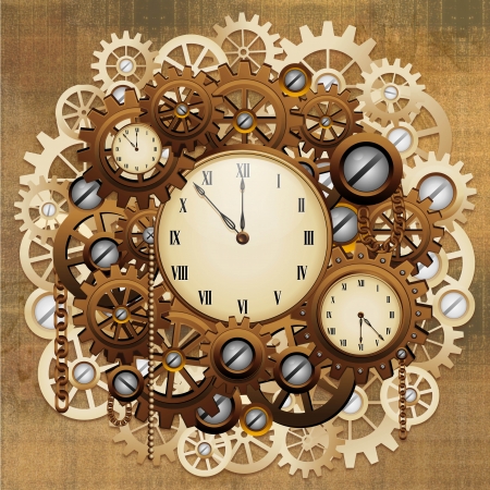 Steampunk Vintage Style Clocks and Gearsの写真素材