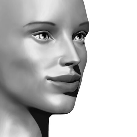 Girl Beautiful Black and White Model Face 3Dの写真素材