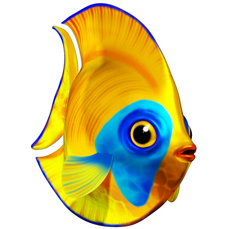 Tropical Fish Blue and Yellow 3Dの写真素材