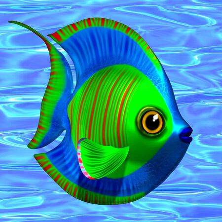 Tropical Fish on Sea Water Background 3Dの写真素材