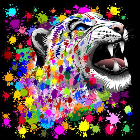 Leopard Psychedelic Paint Splatsのイラスト素材