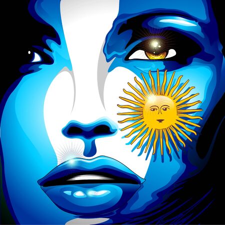 Argentina Flag Girl Portraitのイラスト素材