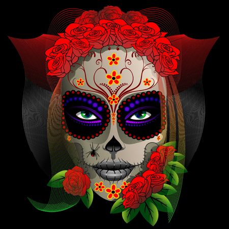 Skull Girl Dia de los Muertosのイラスト素材