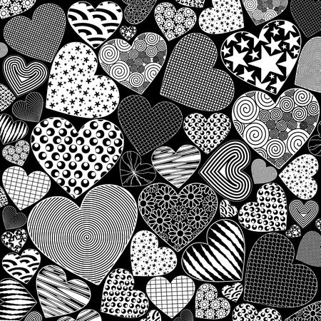 Love Hearts Doodle Art Patternのイラスト素材