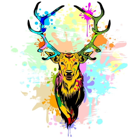 Deer PopArt Dripping Paintのイラスト素材