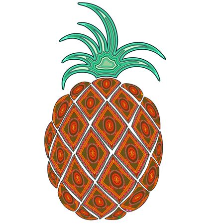 Pineapple Doodle Indian Patternのイラスト素材