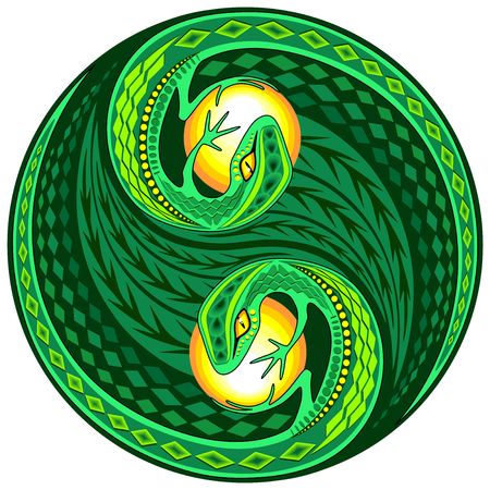 YinYang Gecko Lizard Decorative Signのイラスト素材
