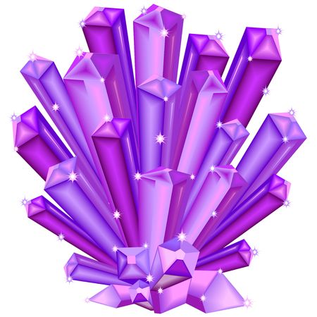 Amethyst crystal faceted purple gem illustration.のイラスト素材