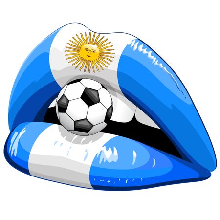 Argentina Flag Lipstick Soccer Supportersのイラスト素材