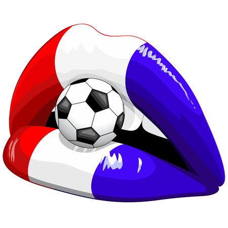 France Flag Lipstick Soccer Supportersのイラスト素材