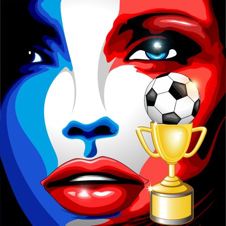 France Flag Girl Portrait Championsのイラスト素材