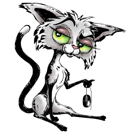 Funny Puzzled Cat with Mouseの写真素材
