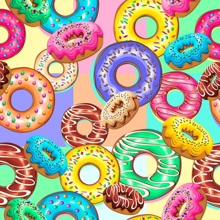 Donuts Sweet Treats Party Seamsless Pattern Vector Designのイラスト素材