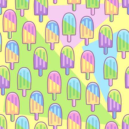 Ice Lollipops   Summer Punchy Pastels Colors Vector Seamless Patternのイラスト素材