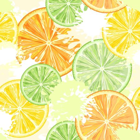 Citrus Watercolors Vector Seamless Textile Pattern Backgroundのイラスト素材