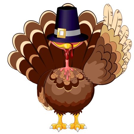 Thanksgiving Turkey Funny Cartoon Character Vector Illustrationのイラスト素材