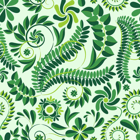 Nature Green Leaves Summer Textile Seamless Repeat Pattern Vector Graphic Artのイラスト素材