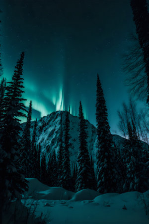 The aurora borealis, also known as the northern lights, is a natural light display seen in the high-latitude regions.の写真素材
