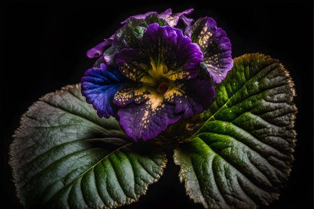Intricate purple petals of an African violet close-upの写真素材