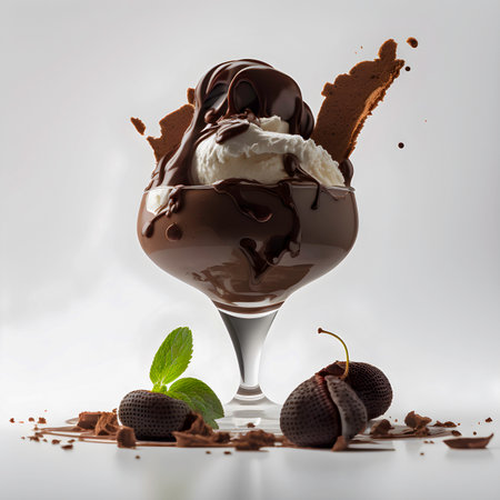 Luscious Chocolate Mousse Topped with Whipped Creamの写真素材