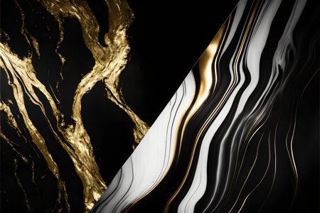 Elegant black, white, and gold marble background texture for use in design projects