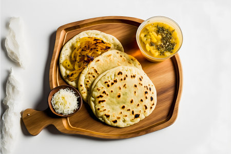 Showcase the beauty of Latin American cuisine with our stunning Pupusas on white background food photography. High-quality images capture the traditional flavors and texturesの写真素材