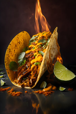 Tacos al Pastor food photography collection features high-quality images that bring the delicious flavors and textures of this popular Latin American street food to life.の写真素材
