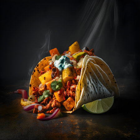 Tacos al Pastor food photography collection features high-quality images that bring the delicious flavors and textures of this popular Latin American street food to life.の写真素材