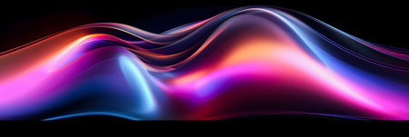 Iridescent Neon Curved Wave: Abstract Fluid 3D Render Illustration for Vibrant Motion Backgrounds