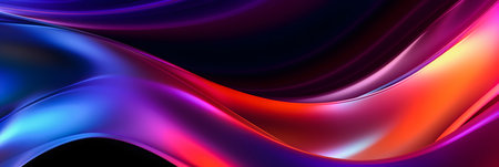 Iridescent Neon Curved Wave: Abstract Fluid 3D Render Illustration for Vibrant Motion Backgrounds