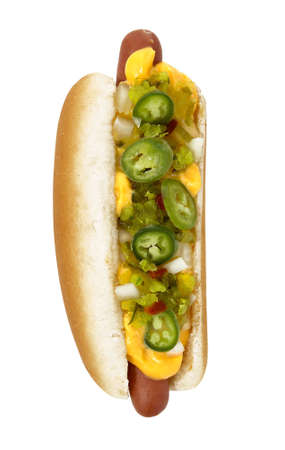 hot dog with the worksの写真素材