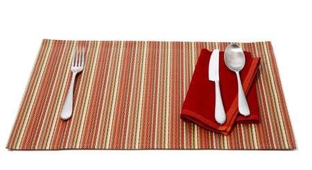 dinner mat with utencils tableの写真素材