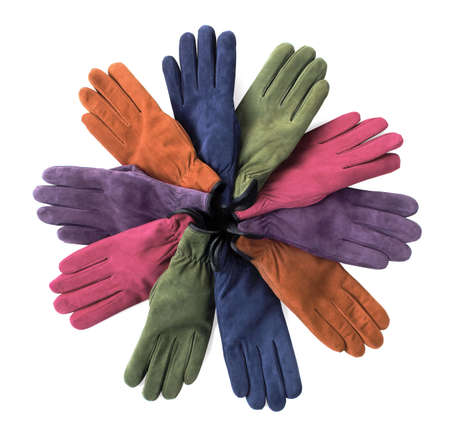 winter gloves in assorted colorsの写真素材
