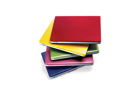 computers, laptops in assorted colorsの写真素材