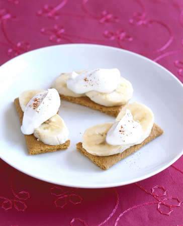 Food. Fake banana cream pie, healthy, breakfast, fruits, sweet, dietの写真素材