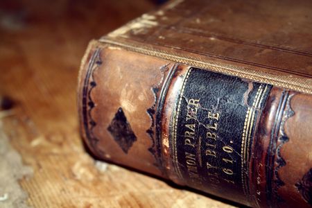 A really old bible still in use.の写真素材