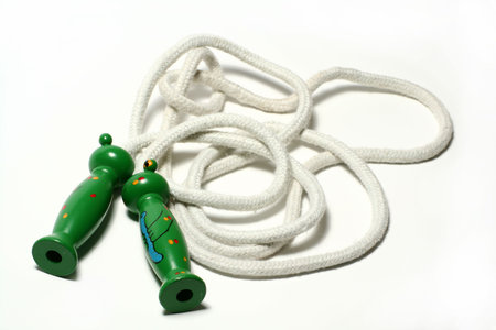 A childes skipping rope isolated on a white background.の写真素材