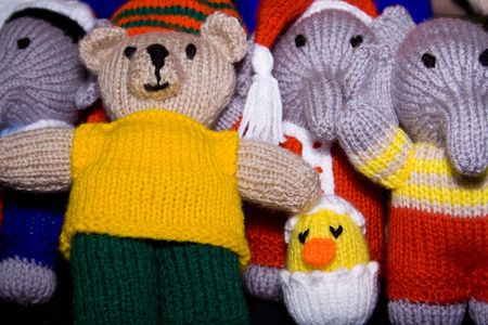 Hand made toys waiting for children.の写真素材