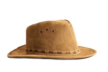 A brown leather hat isolated on a white background の写真素材