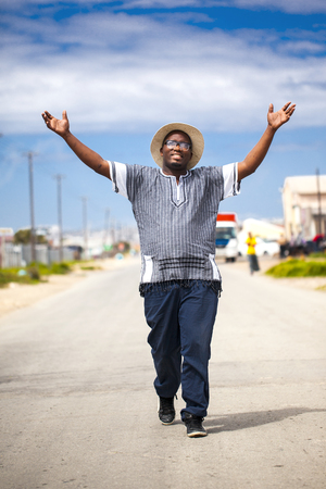 An portrait of a young Xhosa man in South Africa.の写真素材