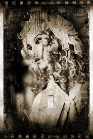 Old vintage mannequin in a retro style photograph.の写真素材