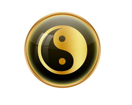 Yin yang symbol button.の写真素材