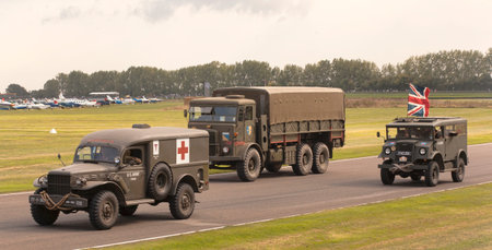 The World War II 75th commemorative parade at the 2014 Goodwood Revival, Sussex, UK.のeditorial素材