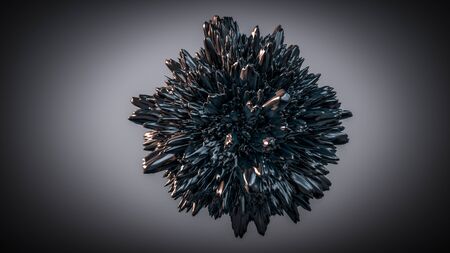 3d render of abstract shape: black deformed sphereの写真素材