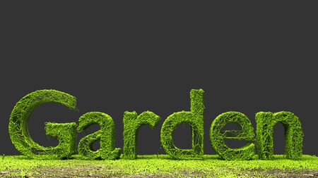 Garden word made with fake green grass. 3D renderingの写真素材