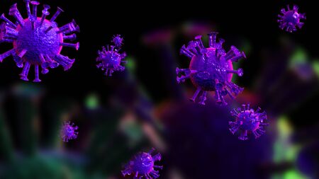 Coronavirus 2019-nCov novel coronavirus concept resposible for flu outbreak and coronaviruses influenza as dangerous flu strain cases as a pandemic. Microscope virus close up. 3d renderingの写真素材