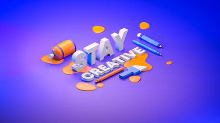 3d Typography, text word with Stay Creative conceptの写真素材