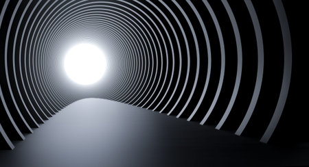 Abstract Architecture Background. 3d Illustration of Circular Building. Futuristic Technology...
