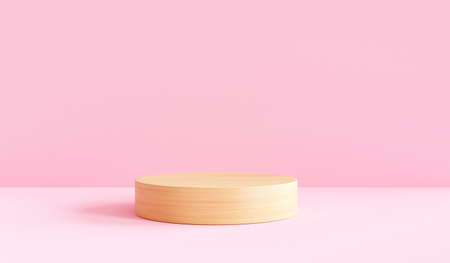 Abstract mock up scene pastel color. geometry shape podium background for product. 3d rendering with woodの写真素材